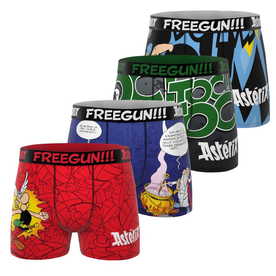 FREEGUN Set van 4 boxershorts voor jongens van microvezel „Asterix en Obelix“