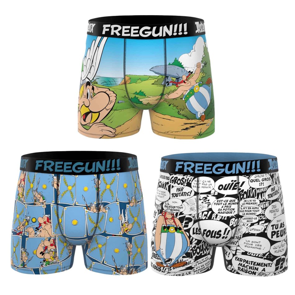 FREEGUN 3-pack boxershorts för pojkar med Astérix och Obélix