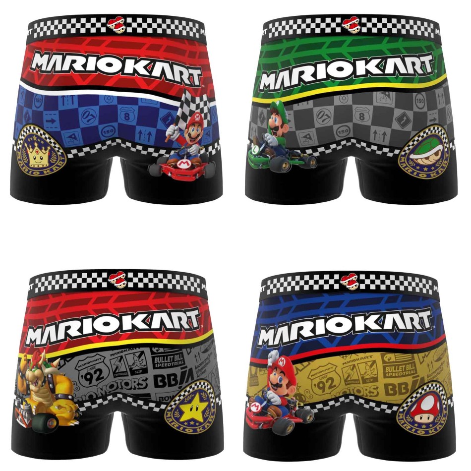 FREEGUN Lot de 4 Boxers Homme Mario Kart Racing Team
