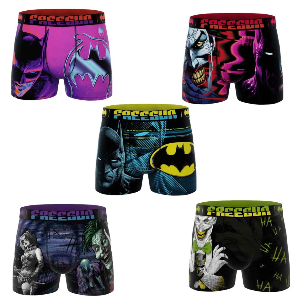 FREEGUN Lote de 5 calzoncillos boxer para niño Batman Gotham City