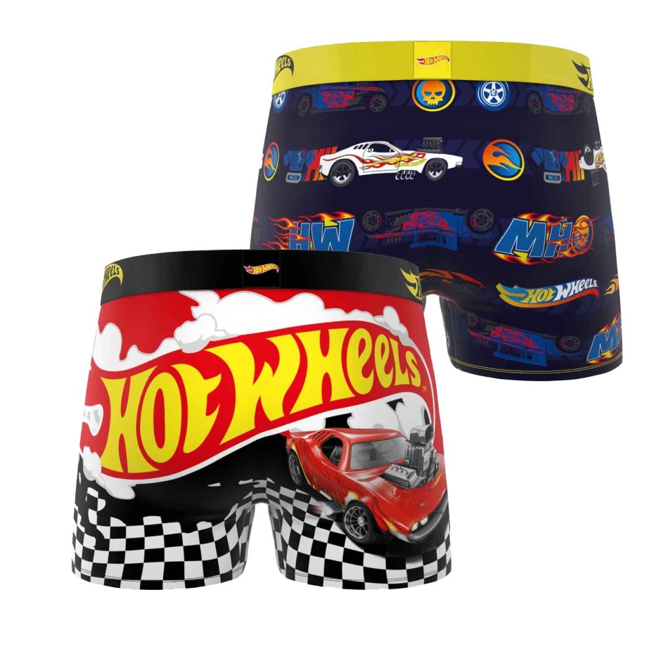 FREEGUN Lot de 2 Boxers Garçon Hot Wheels Microfibre