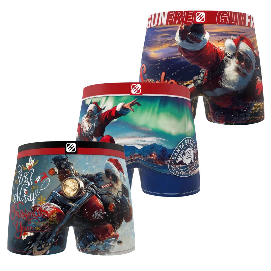 Freegun Premium Lot de 3 Boxers Garçon Collection de Noël