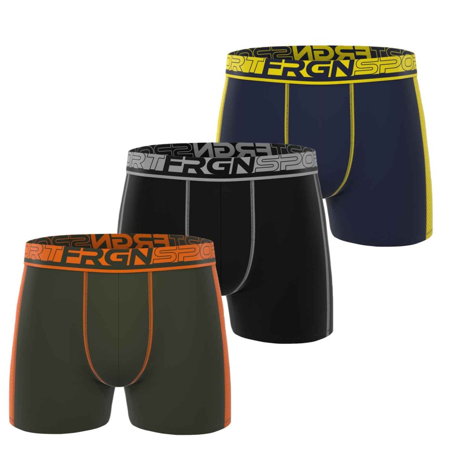Freegun Set di 3 boxer da uomo sportivi in microfibra a rete "FRGN Sport"