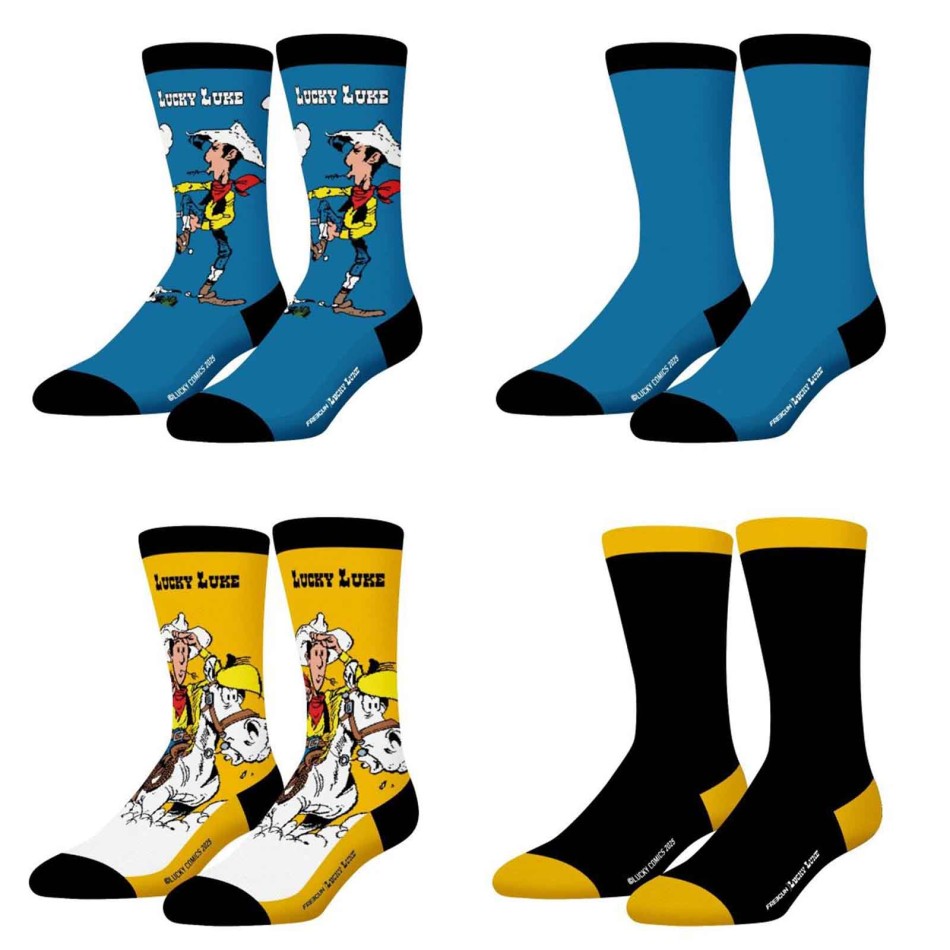 4er-Pack Lucky-Luke-Socken mit Motiven Freegun | French Market