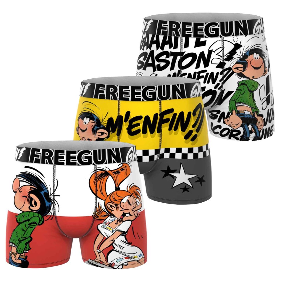 FREEGUN Lot de 3 Boxers Homme Microfibre "GASTON LAGAFFE"