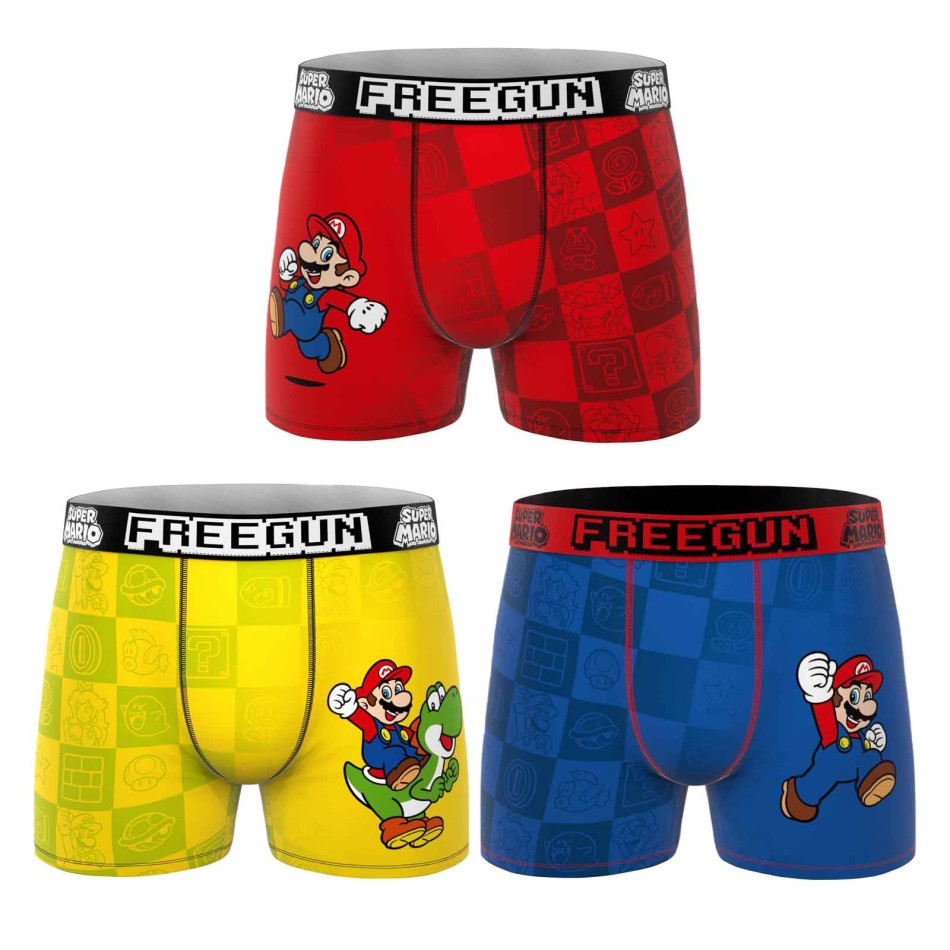 Freegun Officiella Super Mario Bros 3-pack boxershorts för pojkar French Market