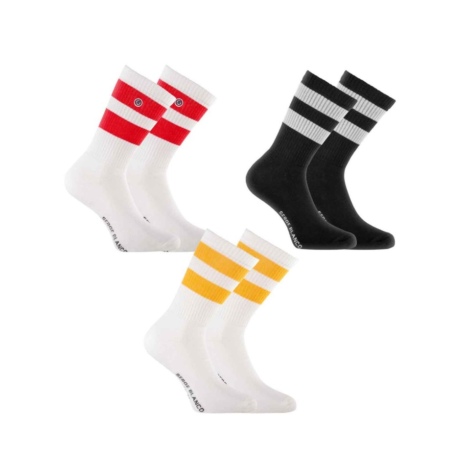 6er-Pack gestreifte Tennissocken „ Serge Blanco “ | French Market