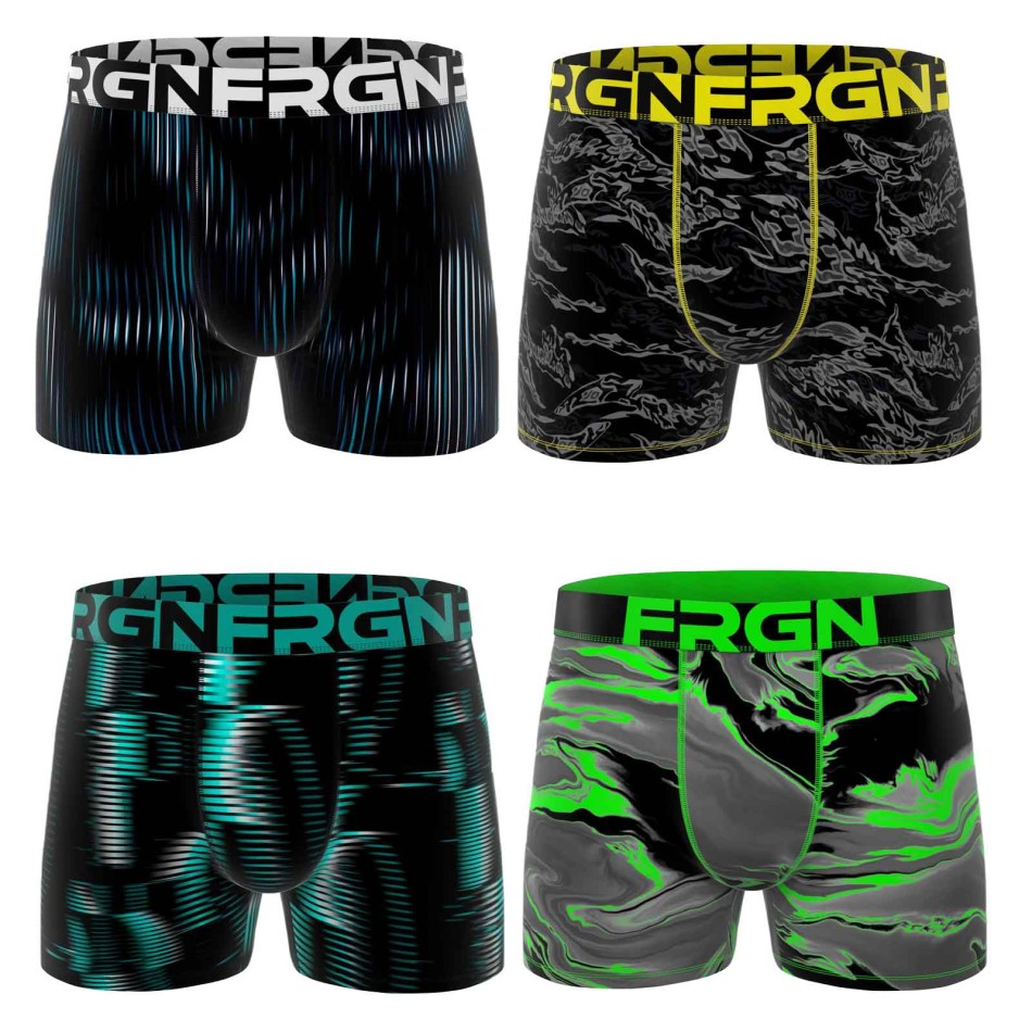 Set van 4 herenboxershorts van microvezel, psychedelisch, FRGN | French Market
