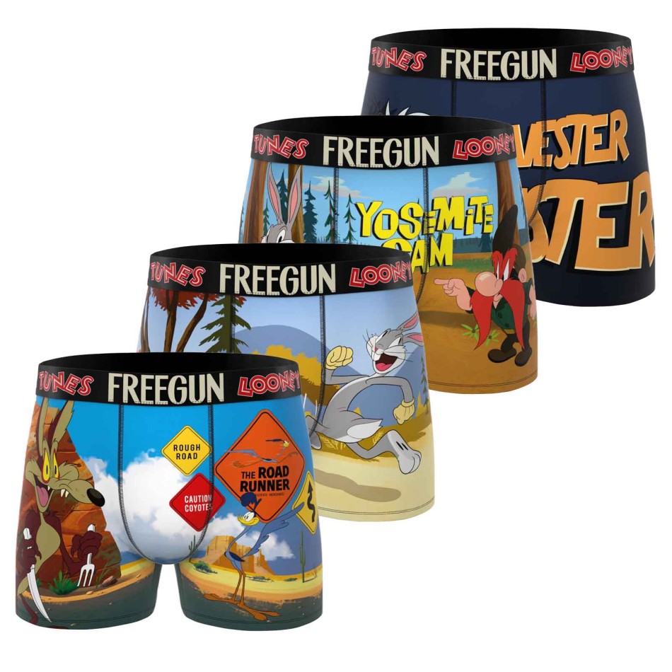 FREEGUN Set van 4 herenboxershorts van microvezel met Looney Tunes-motief | French Market