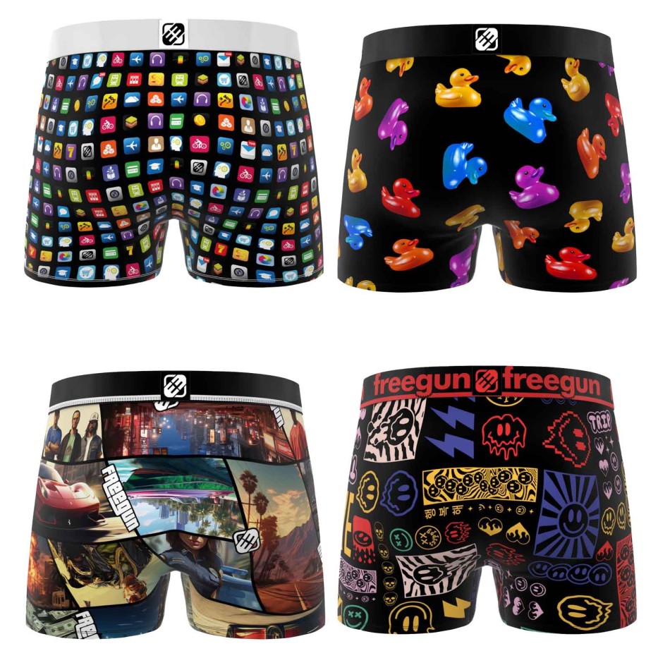 FREEGUN Set of 4 Men’s “Icons” Microfibre Boxer Shorts | French Market