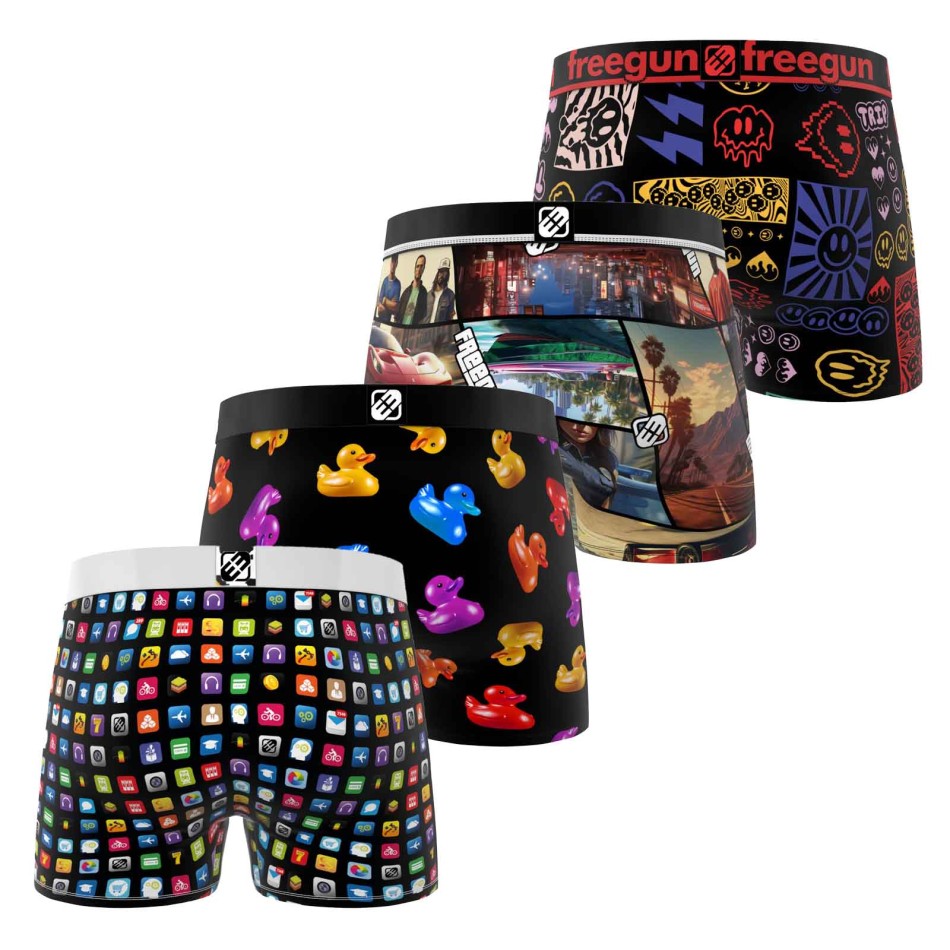 FREEGUN Set van 4 herenboxershorts "Icons" van microvezel | French Market