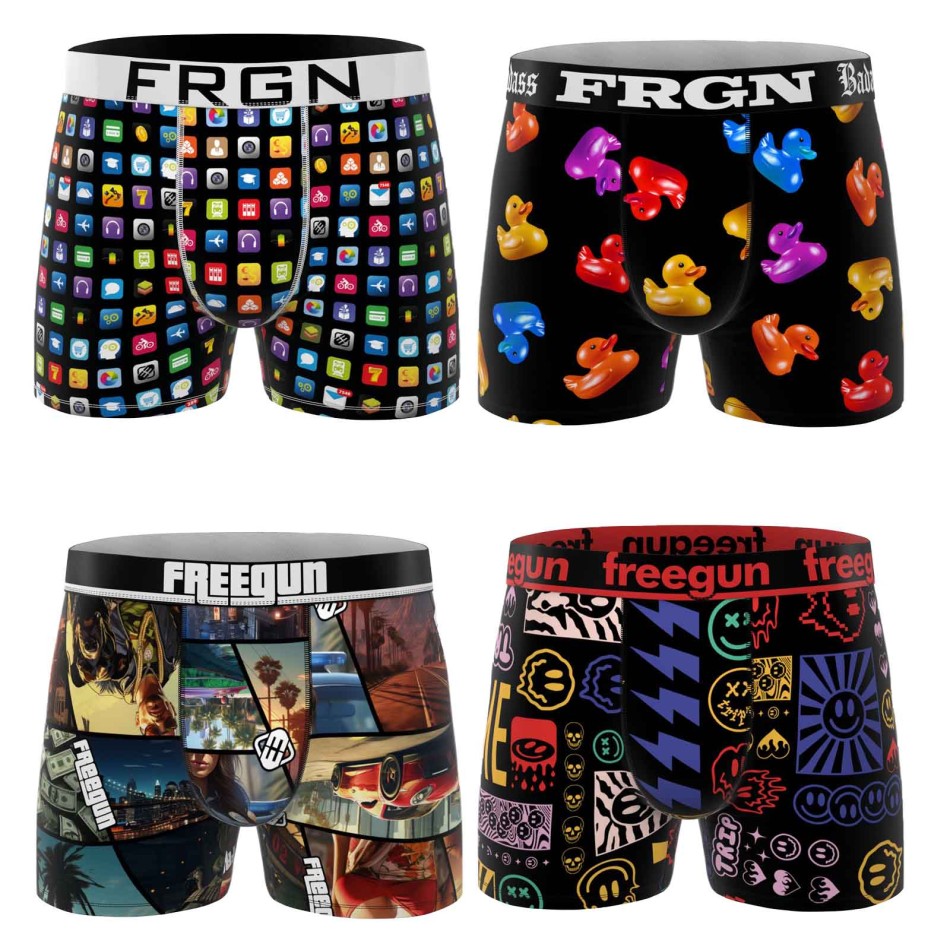 FREEGUN 4-pack boxershorts för män ”Icons” i mikrofiber | French Market