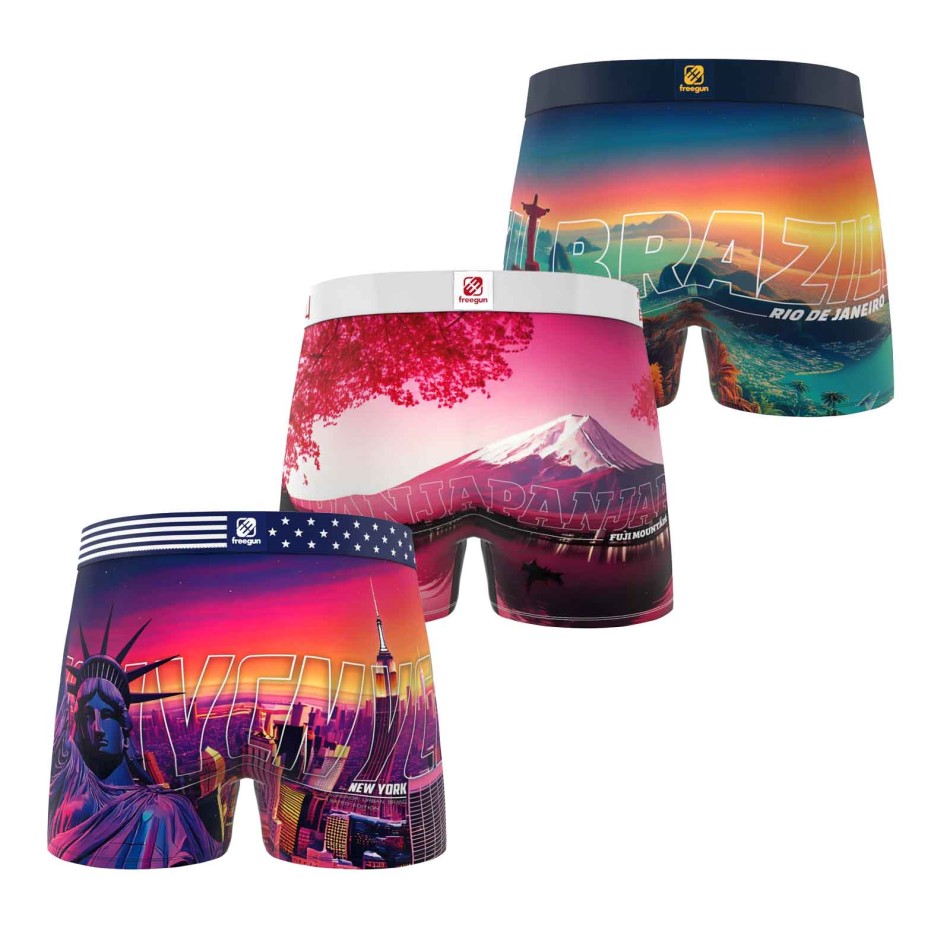 Lot 3 Boxers Garçon Freegun Travel Edition | French Market
