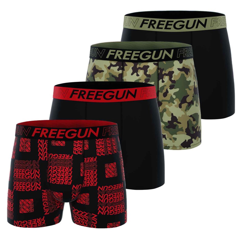 Freegun Set om 4 Dynamik Sport Boxers i stretchig bomull för män