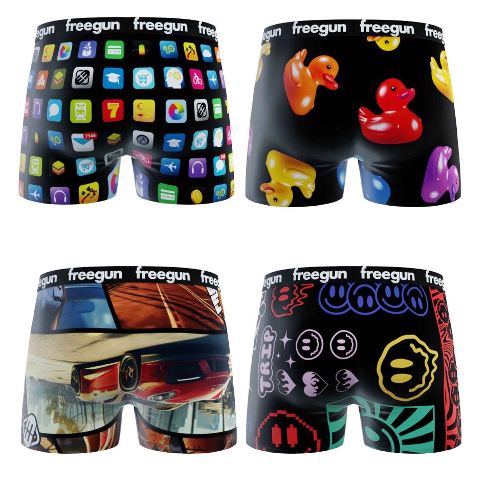 4er-Pack Boxershorts für Jungen „ Freegun “ Icons aus Mikrofaser | French Market