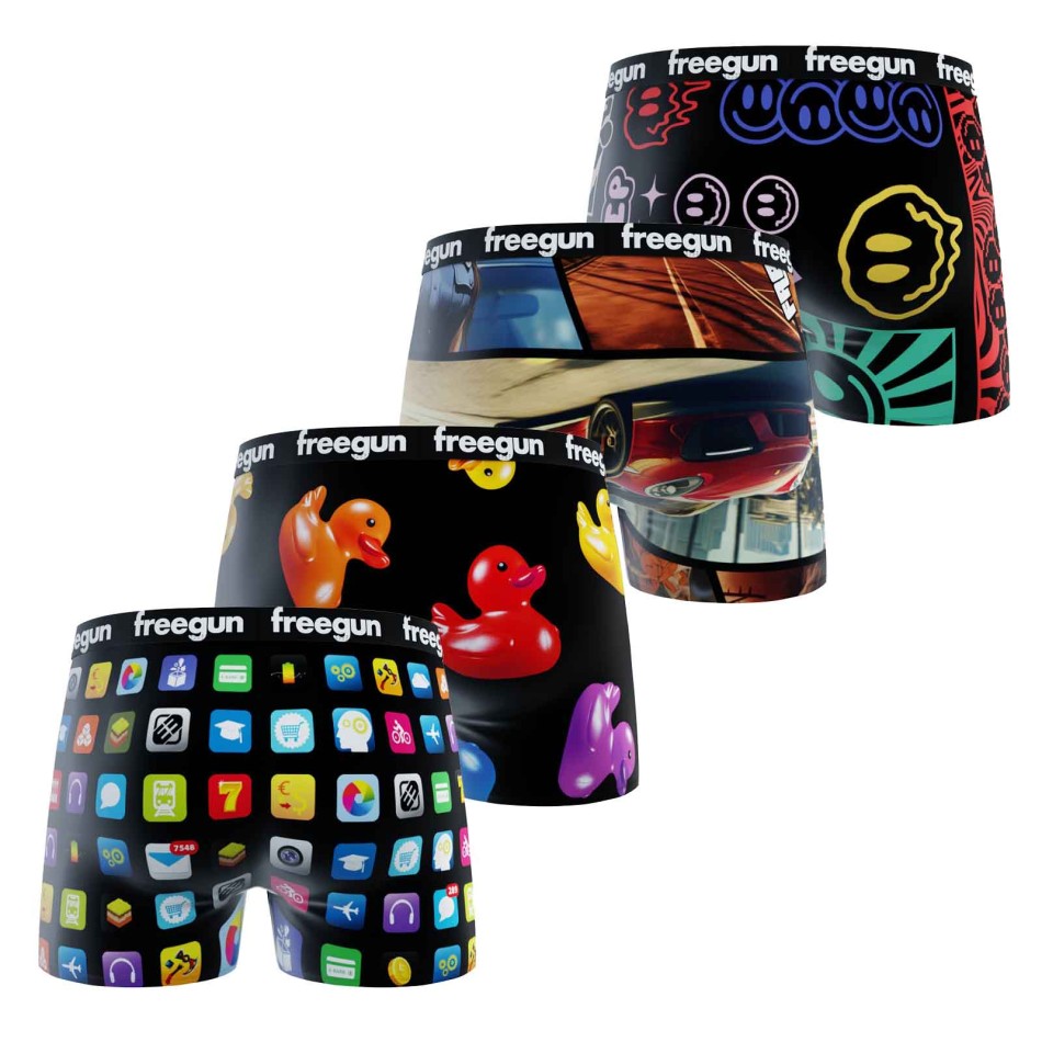 4er-Pack Boxershorts für Jungen „ Freegun “ Icons aus Mikrofaser | French Market