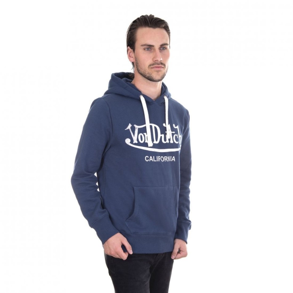 Sweat à Capuche VON DUTCH Hoodie Bleu Logo Blanc  (Pulls/Sweats) chez FrenchMarket