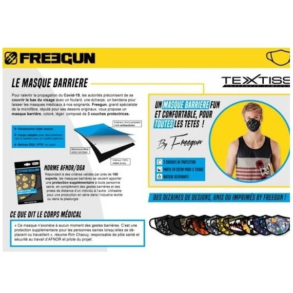FREEGUN Masque Barrière Enfant En Tissu Lavable